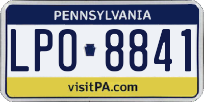 PA license plate LPO8841