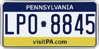 PA license plate LPO8845
