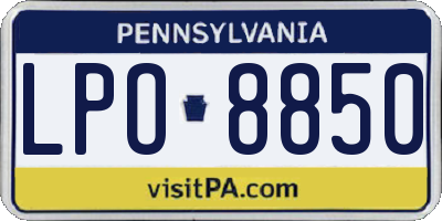 PA license plate LPO8850