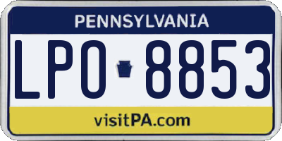 PA license plate LPO8853