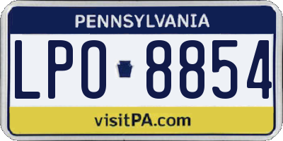 PA license plate LPO8854