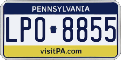 PA license plate LPO8855
