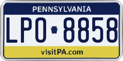 PA license plate LPO8858