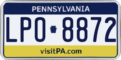 PA license plate LPO8872