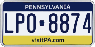 PA license plate LPO8874