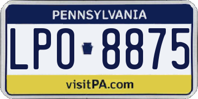 PA license plate LPO8875