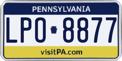 PA license plate LPO8877