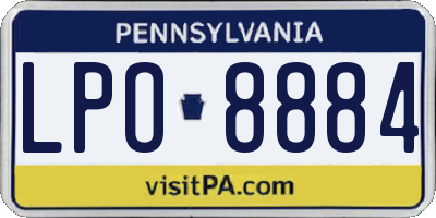 PA license plate LPO8884
