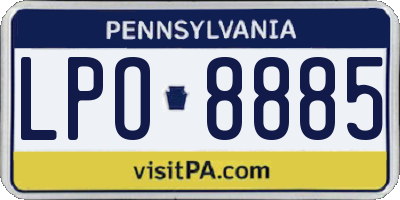 PA license plate LPO8885