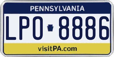 PA license plate LPO8886