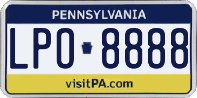 PA license plate LPO8888