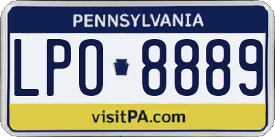PA license plate LPO8889