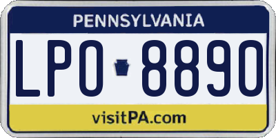 PA license plate LPO8890