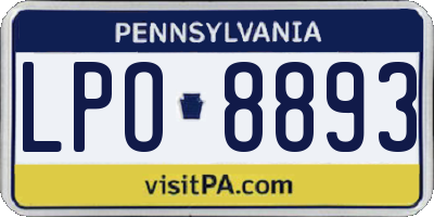 PA license plate LPO8893