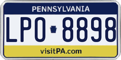 PA license plate LPO8898