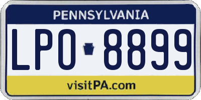 PA license plate LPO8899