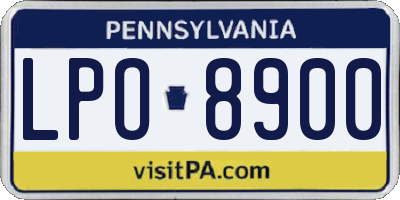 PA license plate LPO8900