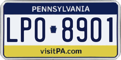 PA license plate LPO8901