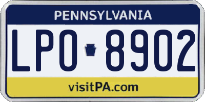 PA license plate LPO8902