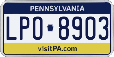 PA license plate LPO8903