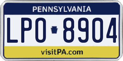 PA license plate LPO8904