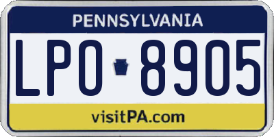 PA license plate LPO8905