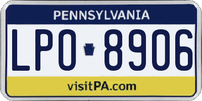 PA license plate LPO8906