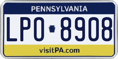 PA license plate LPO8908