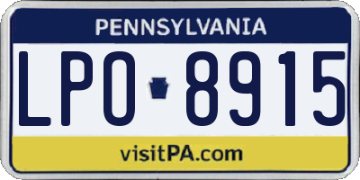 PA license plate LPO8915