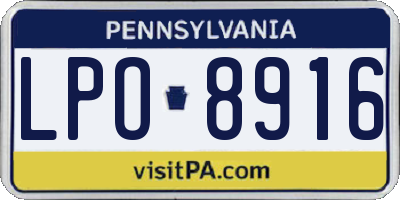 PA license plate LPO8916
