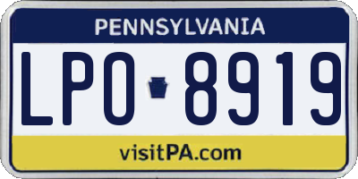 PA license plate LPO8919