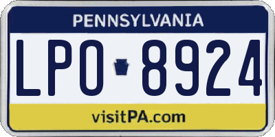 PA license plate LPO8924