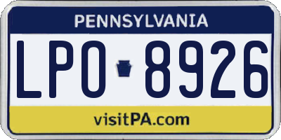PA license plate LPO8926