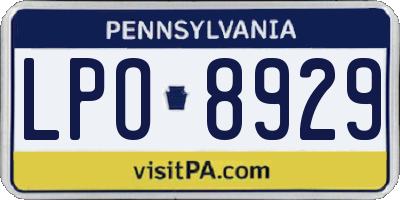 PA license plate LPO8929