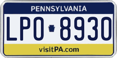PA license plate LPO8930