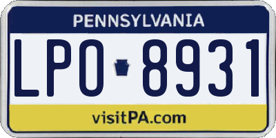 PA license plate LPO8931