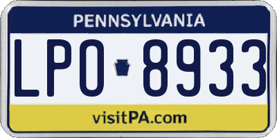 PA license plate LPO8933