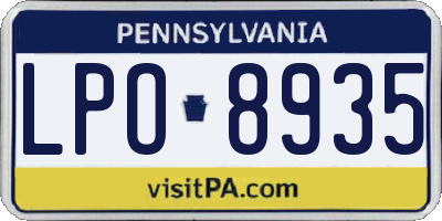 PA license plate LPO8935