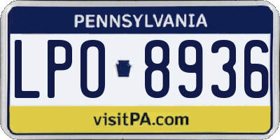 PA license plate LPO8936