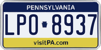 PA license plate LPO8937