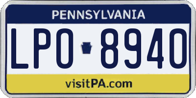 PA license plate LPO8940