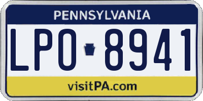 PA license plate LPO8941
