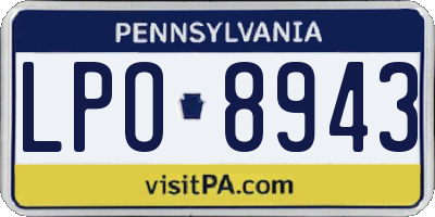PA license plate LPO8943