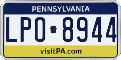 PA license plate LPO8944