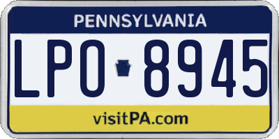 PA license plate LPO8945