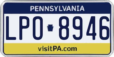 PA license plate LPO8946