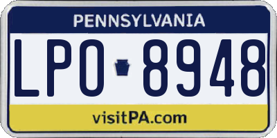 PA license plate LPO8948