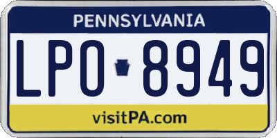 PA license plate LPO8949