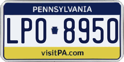 PA license plate LPO8950