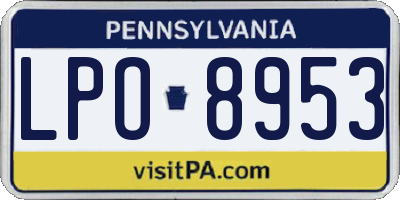 PA license plate LPO8953